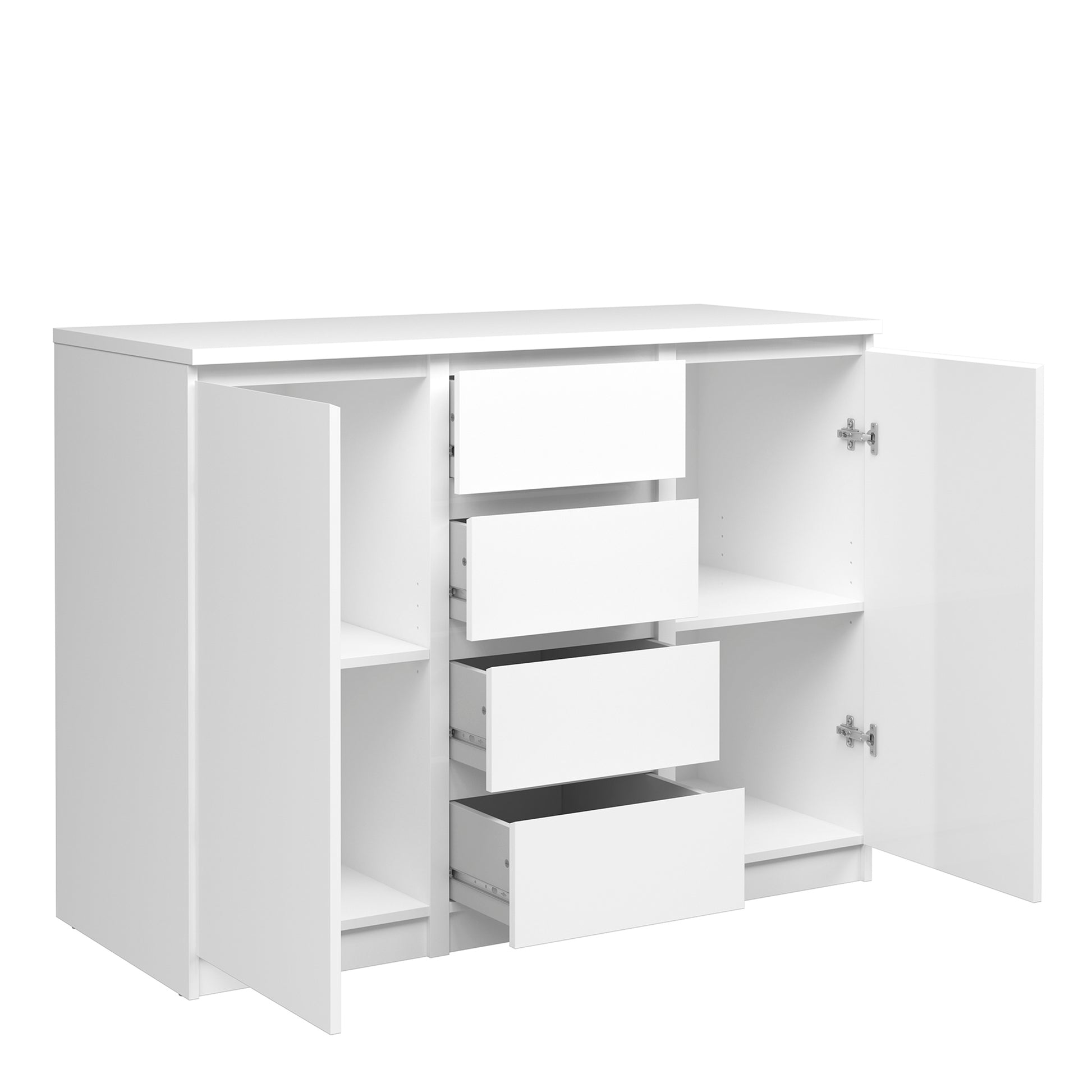 Naia  Sideboard - 4 Drawers 2 Doors in White High Gloss