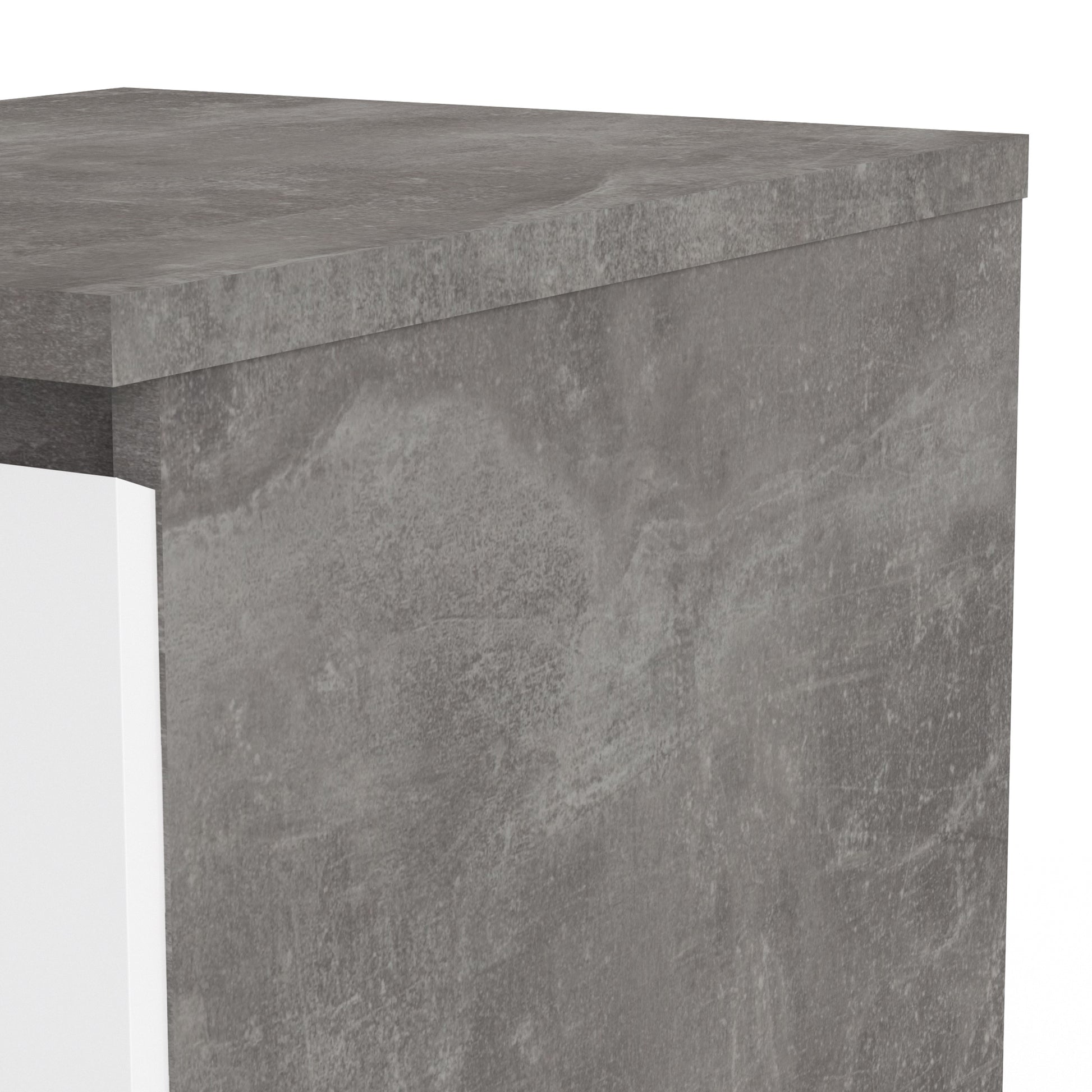 Naia  Bedside 3 Drawers in Concrete and White High Gloss