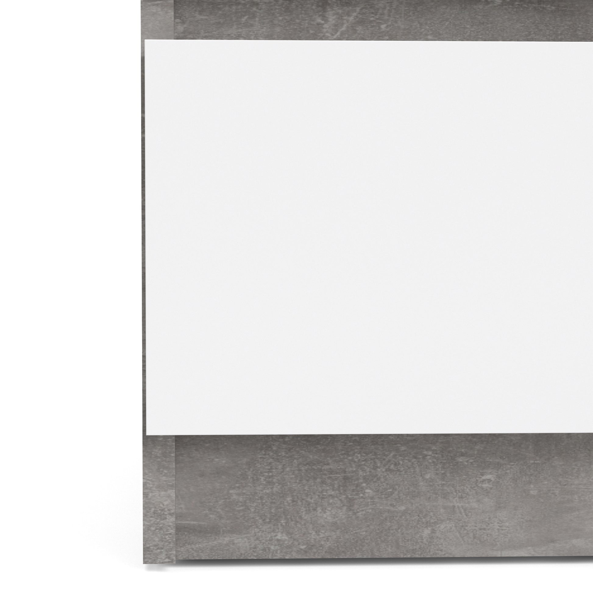 Naia  Bedside 3 Drawers in Concrete and White High Gloss