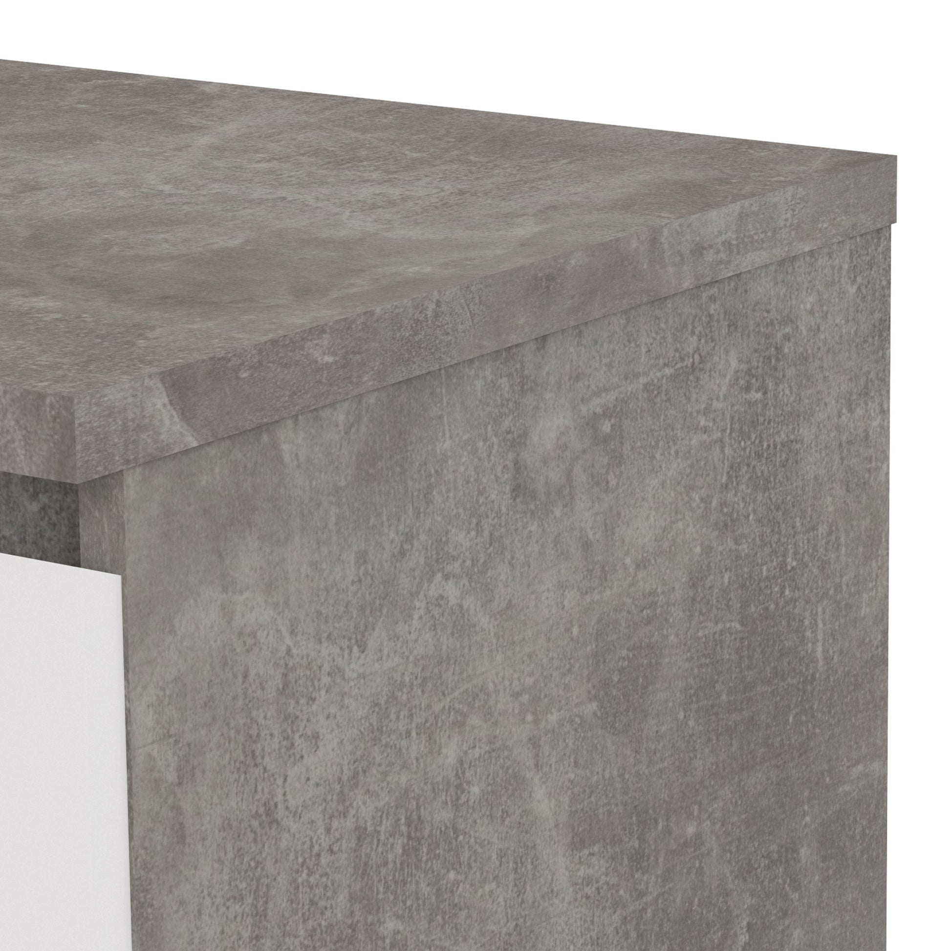 Naia  Bedside 1 Drawer 1 Shelf in Concrete and White High Gloss