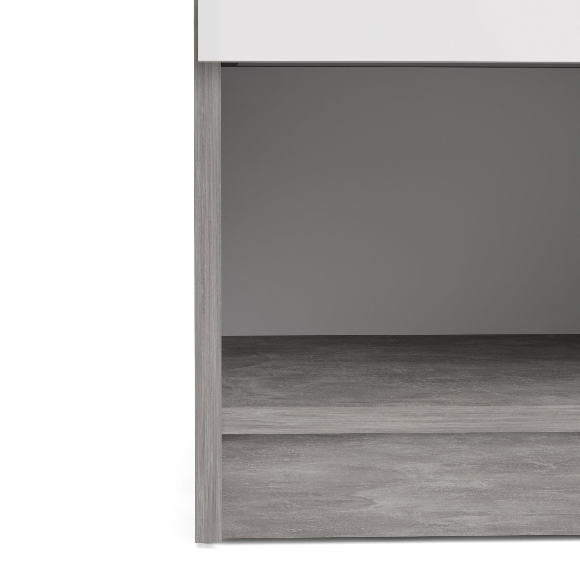Naia  Bedside 1 Drawer 1 Shelf in Concrete and White High Gloss