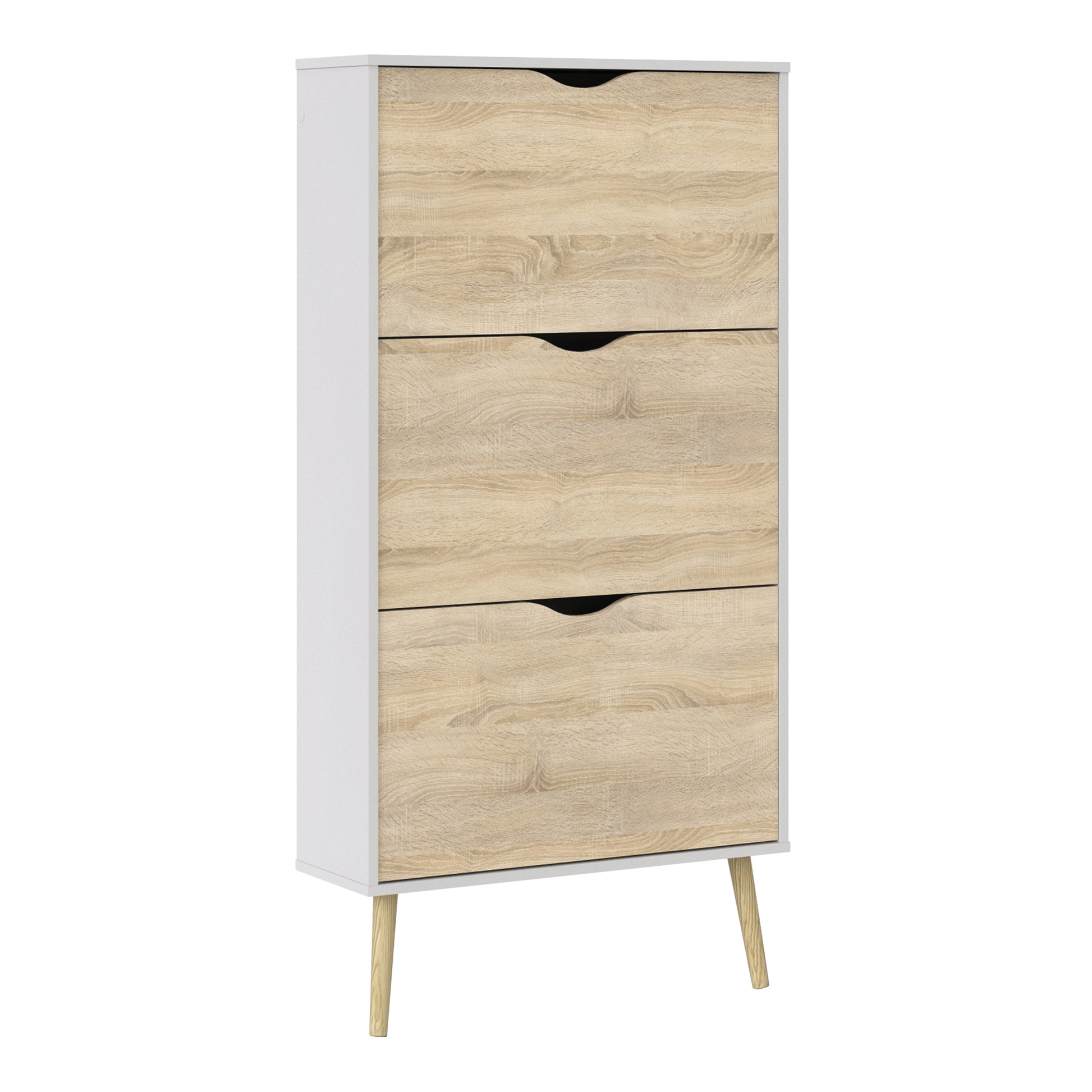 Oslo  Shoe Cabinet 3 Drawers in White and Oak