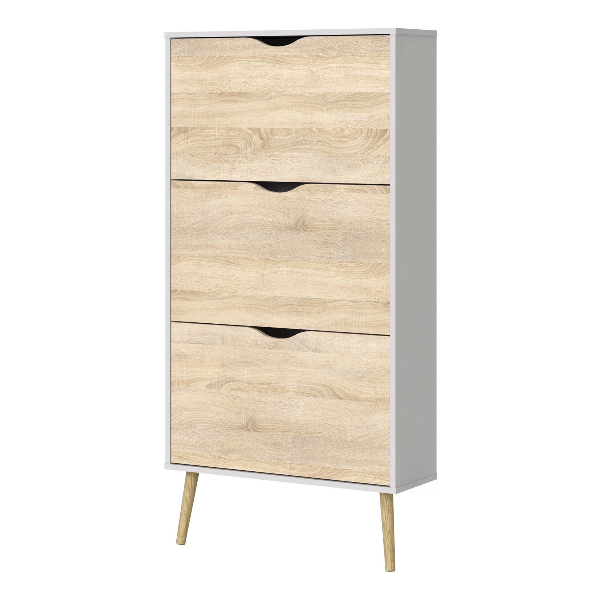 Oslo  Shoe Cabinet 3 Drawers in White and Oak