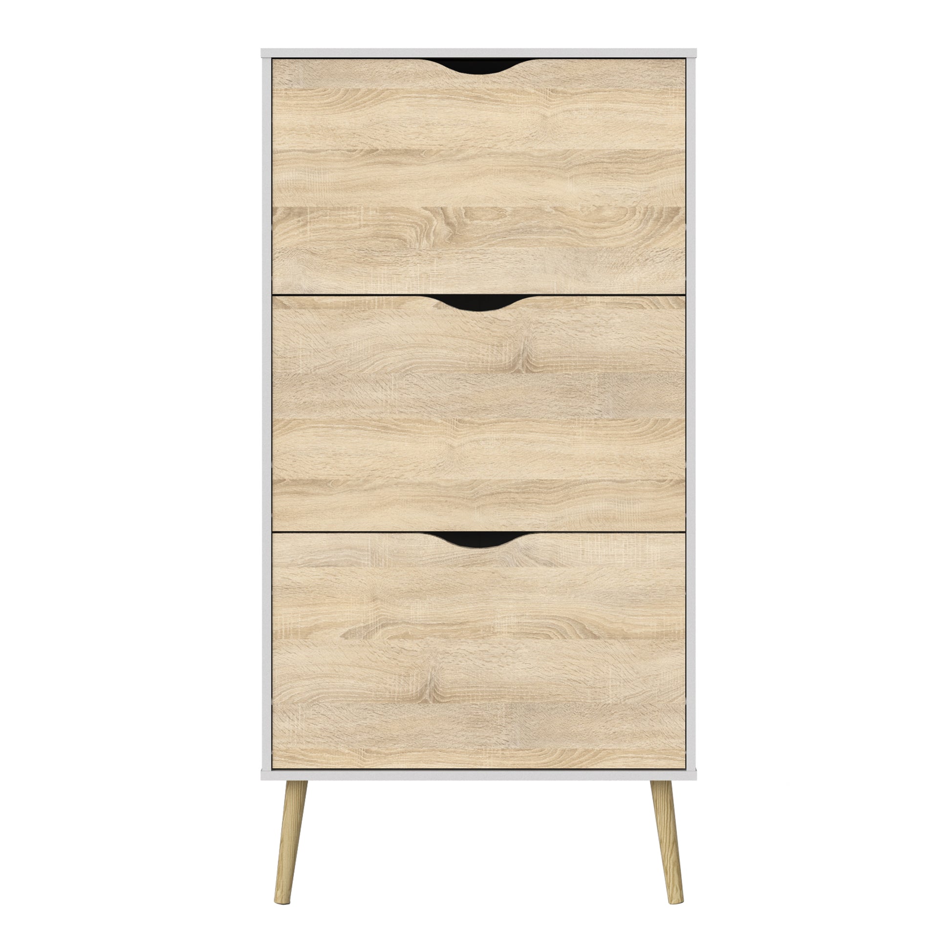 Oslo  Shoe Cabinet 3 Drawers in White and Oak