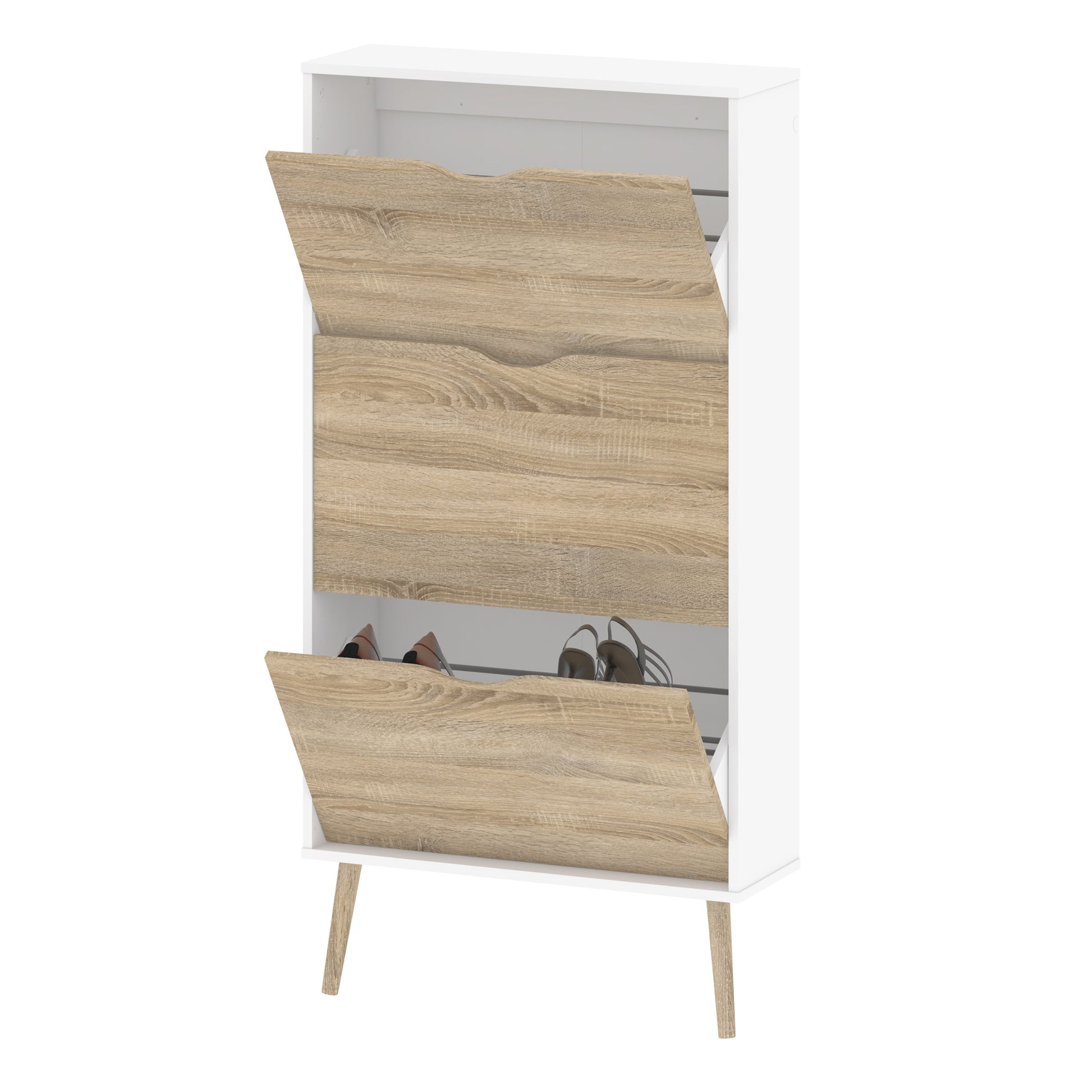 Oslo  Shoe Cabinet 3 Drawers in White and Oak