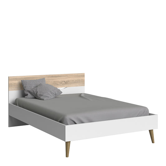 Oslo  Euro Double Bed (140 x 200) in White and Oak