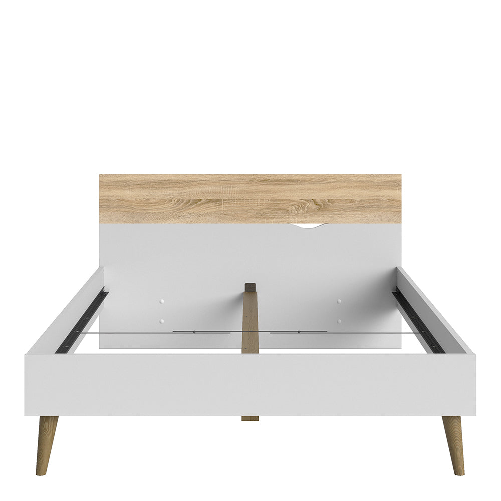 Oslo  Euro Double Bed (140 x 200) in White and Oak