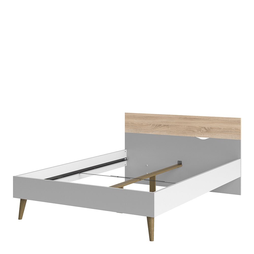 Oslo  Euro Double Bed (140 x 200) in White and Oak