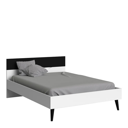 Oslo  Euro Double Bed (140 x 200) in White and Black Matt
