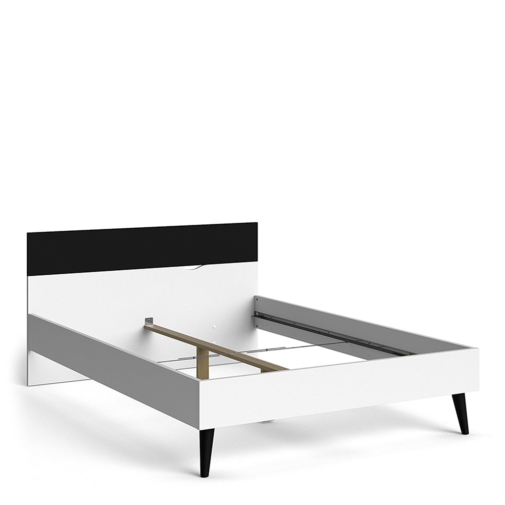 Oslo  Euro Double Bed (140 x 200) in White and Black Matt