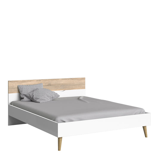 Oslo  Euro King Bed (160 x 200) in White and Oak