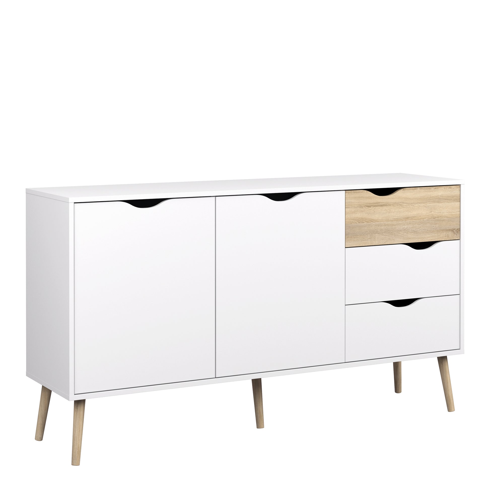 Oslo  Sideboard - Large - 3 Drawers 2 Doors in White and Oak