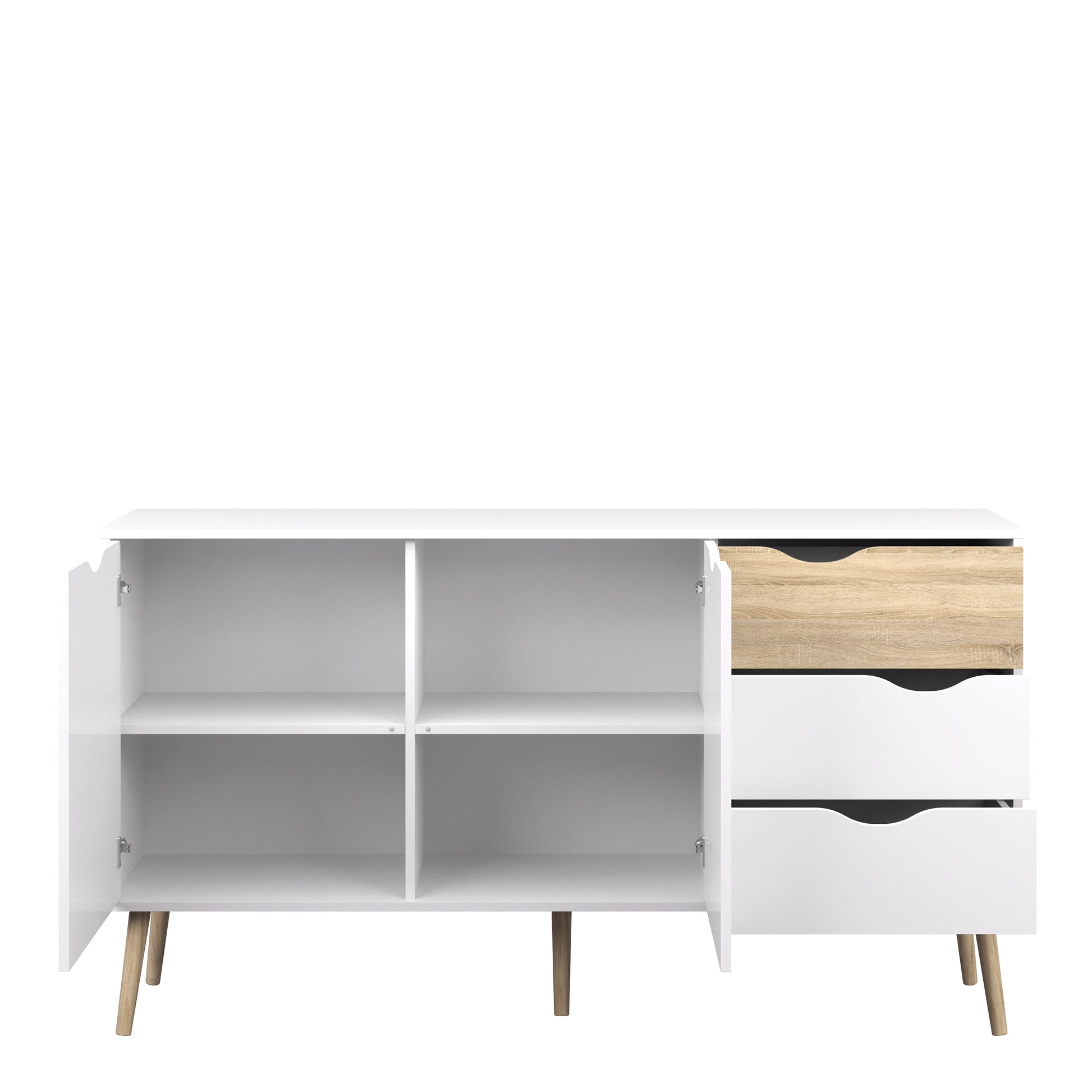 Oslo  Sideboard - Large - 3 Drawers 2 Doors in White and Oak