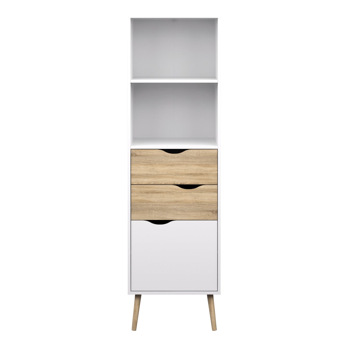 Oslo  Bookcase 2 Drawers 1 Door in White and Oak