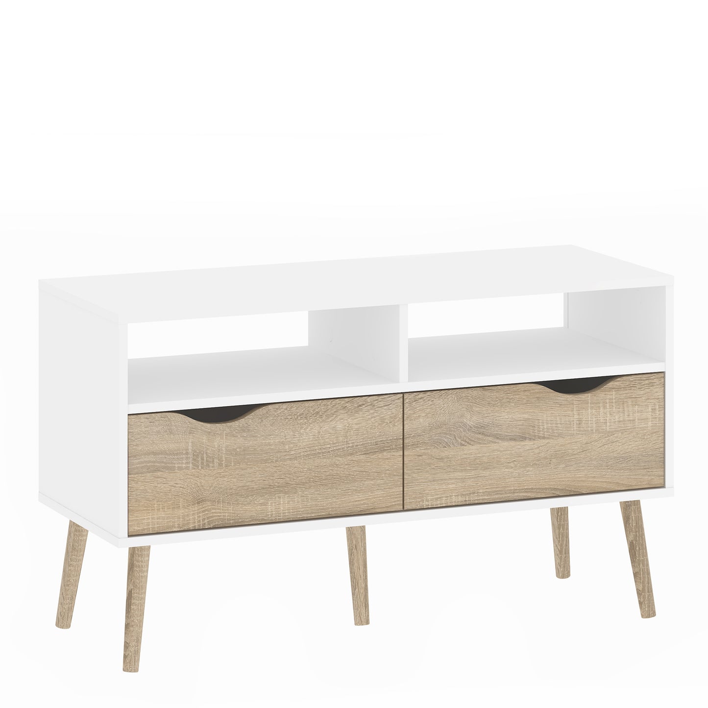 Oslo  TV Unit 2 Drawers in White and Oak