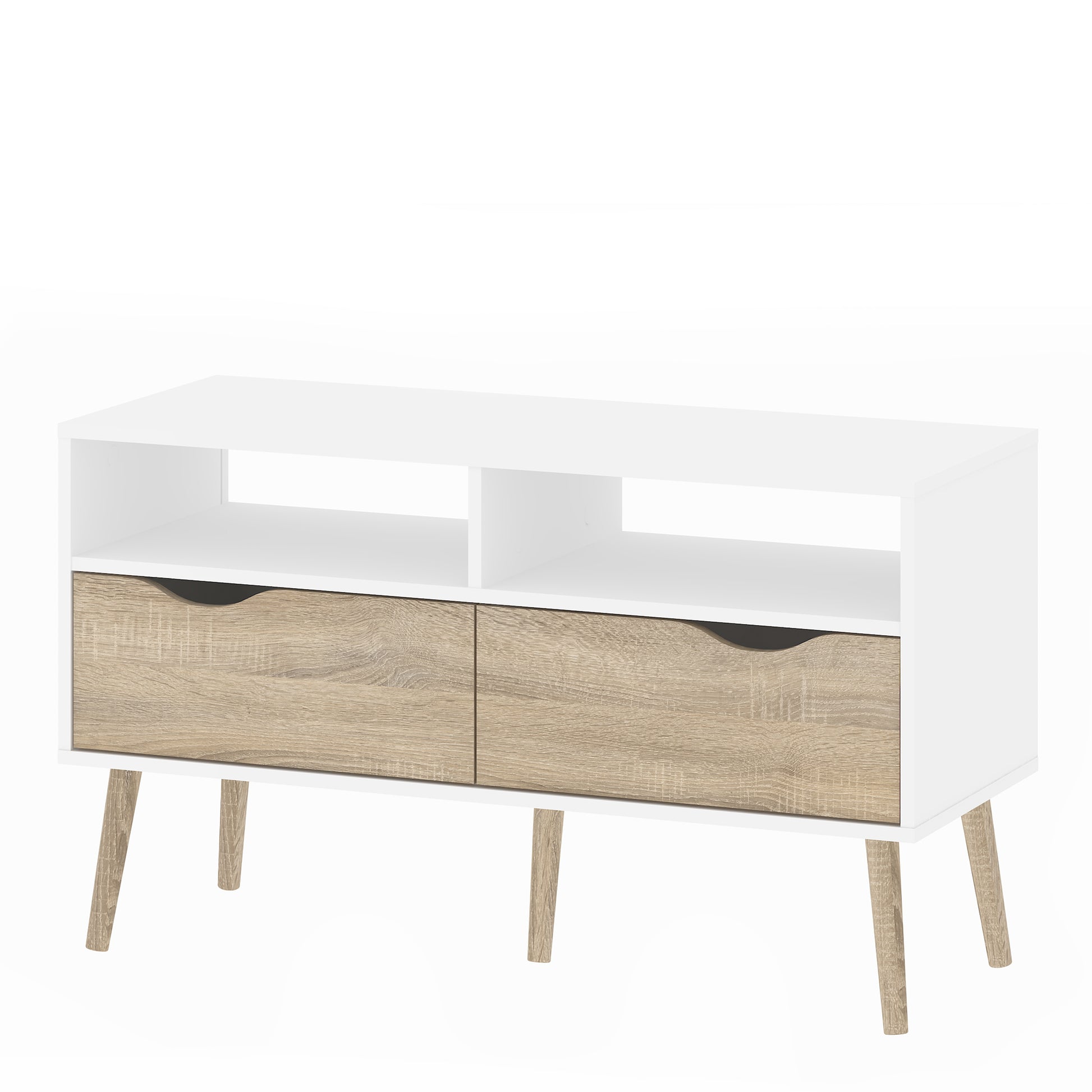 Oslo  TV Unit 2 Drawers in White and Oak