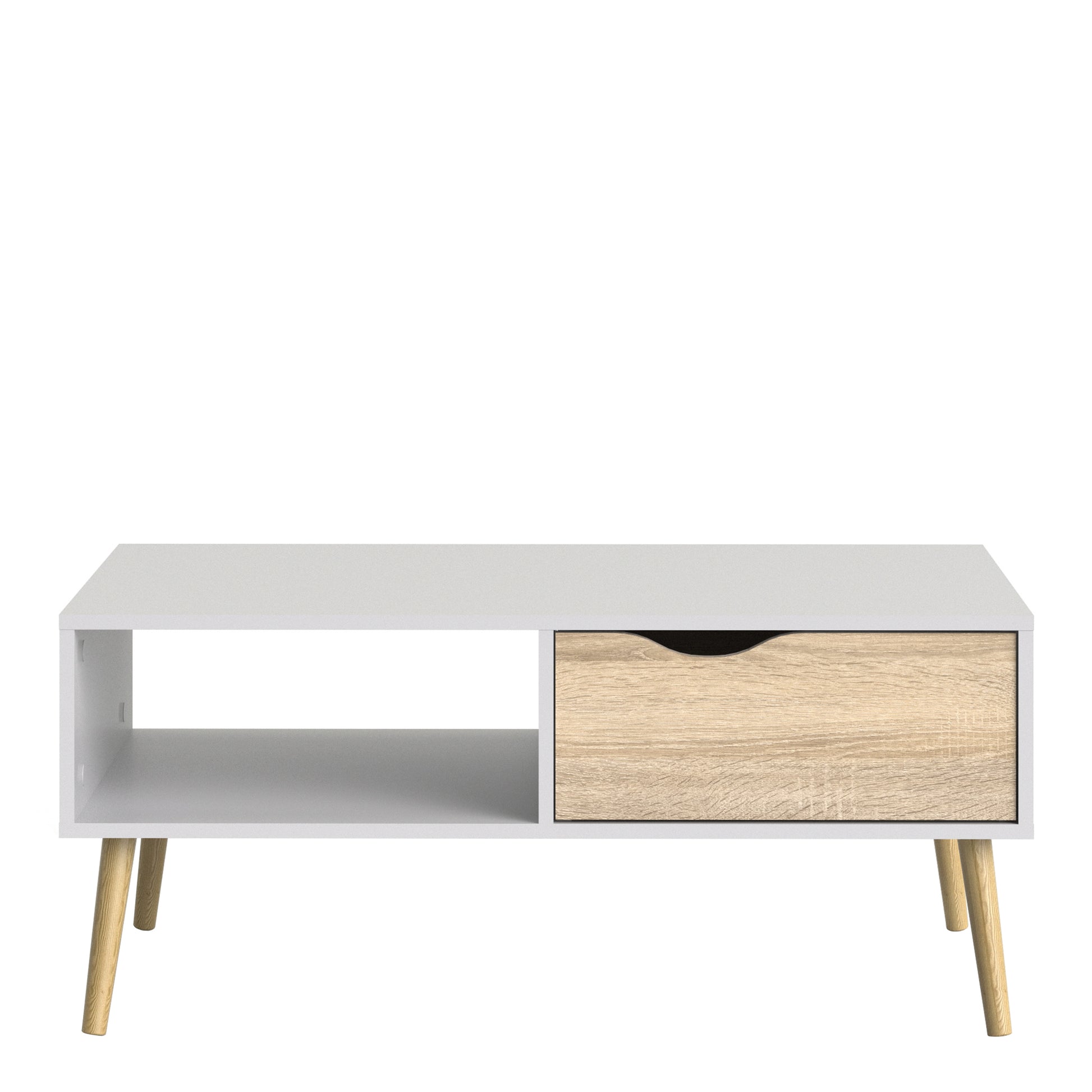 Oslo  Coffee Table 1 Drawer 1 Shelf in White and Oak