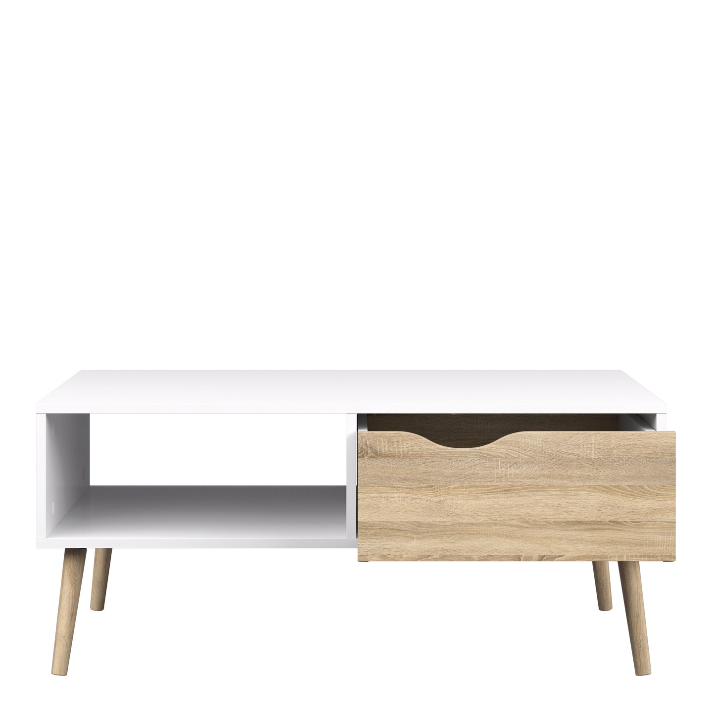 Oslo  Coffee Table 1 Drawer 1 Shelf in White and Oak