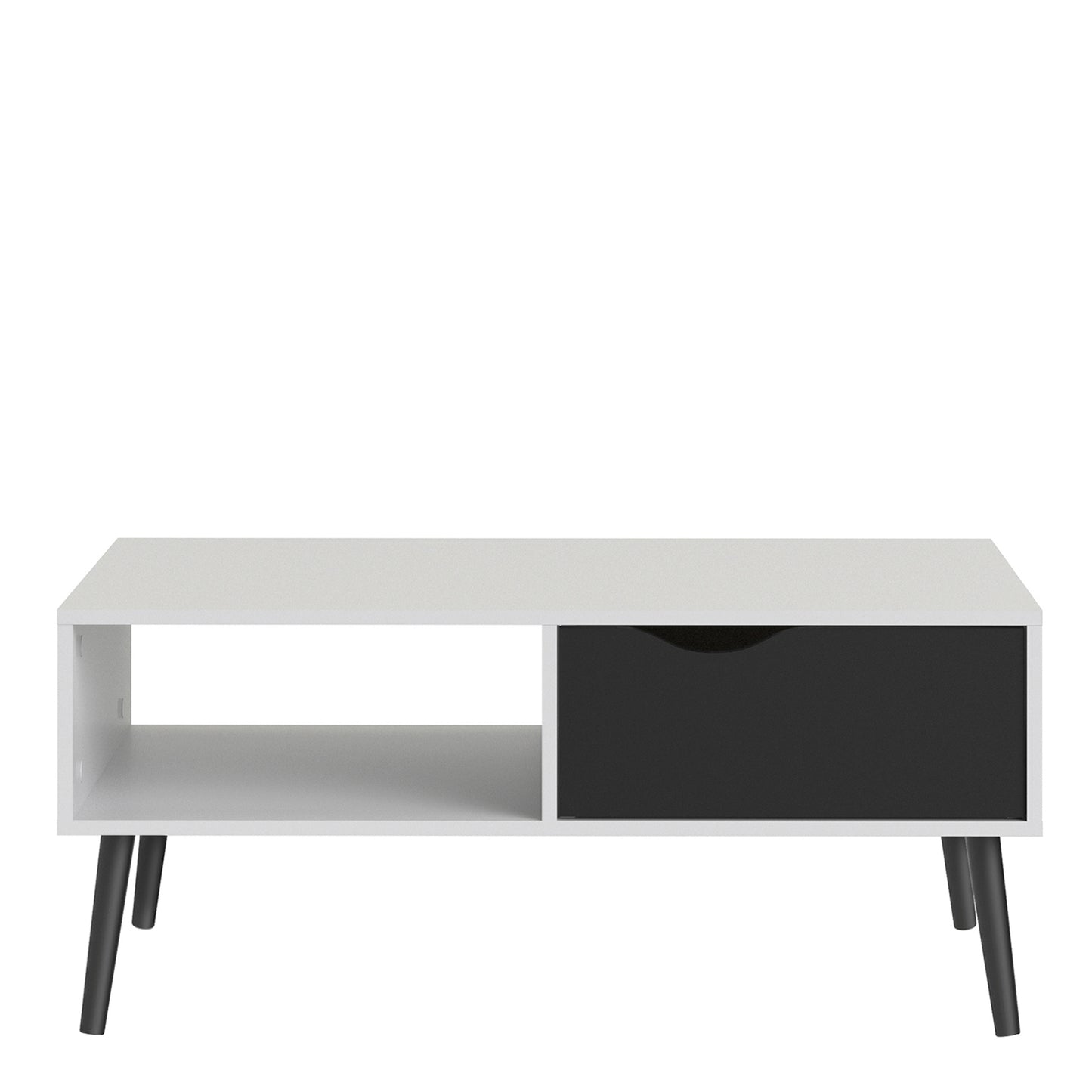 Oslo  Coffee Table 1 Drawer 1 Shelf in White and Black Matt