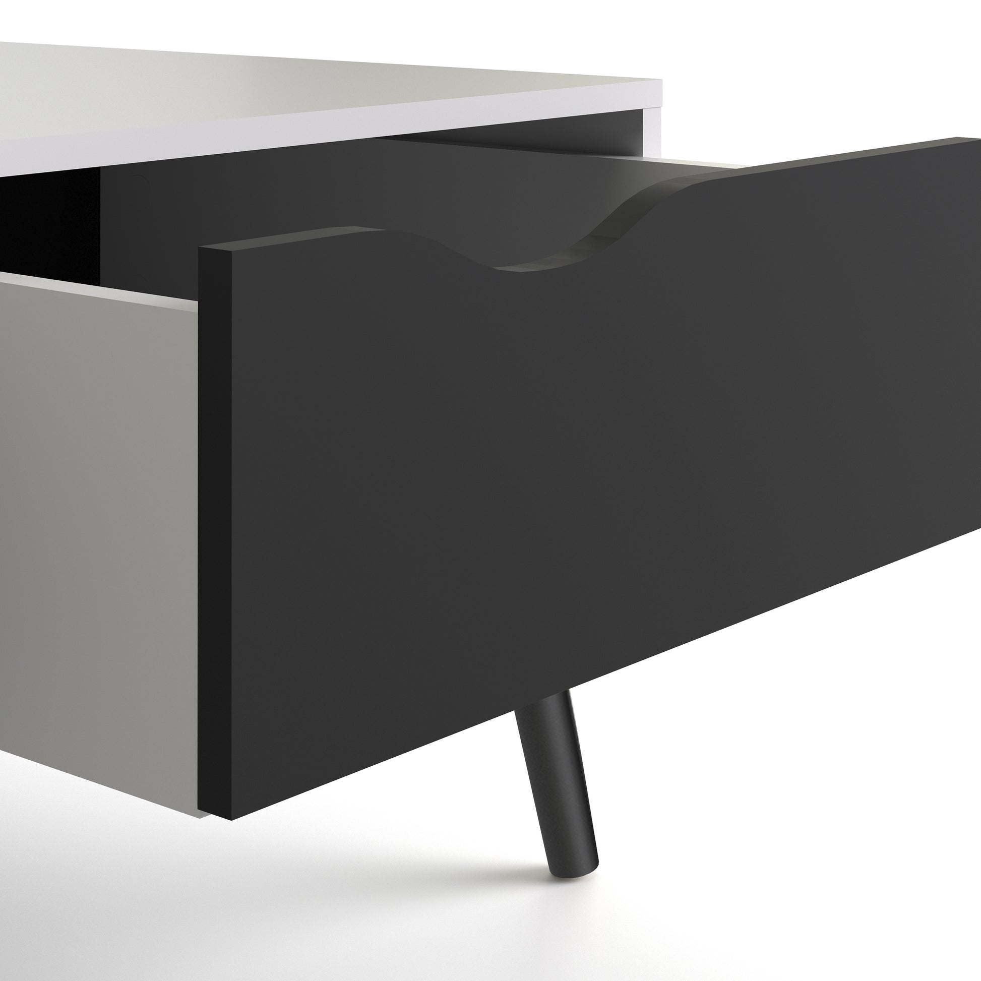Oslo  Coffee Table 1 Drawer 1 Shelf in White and Black Matt
