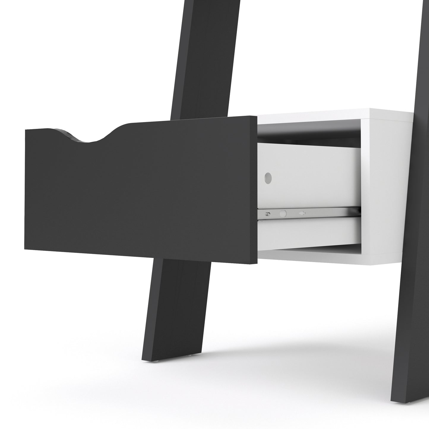 Oslo  Leaning Bookcase 1 Drawer in White and Black Matt