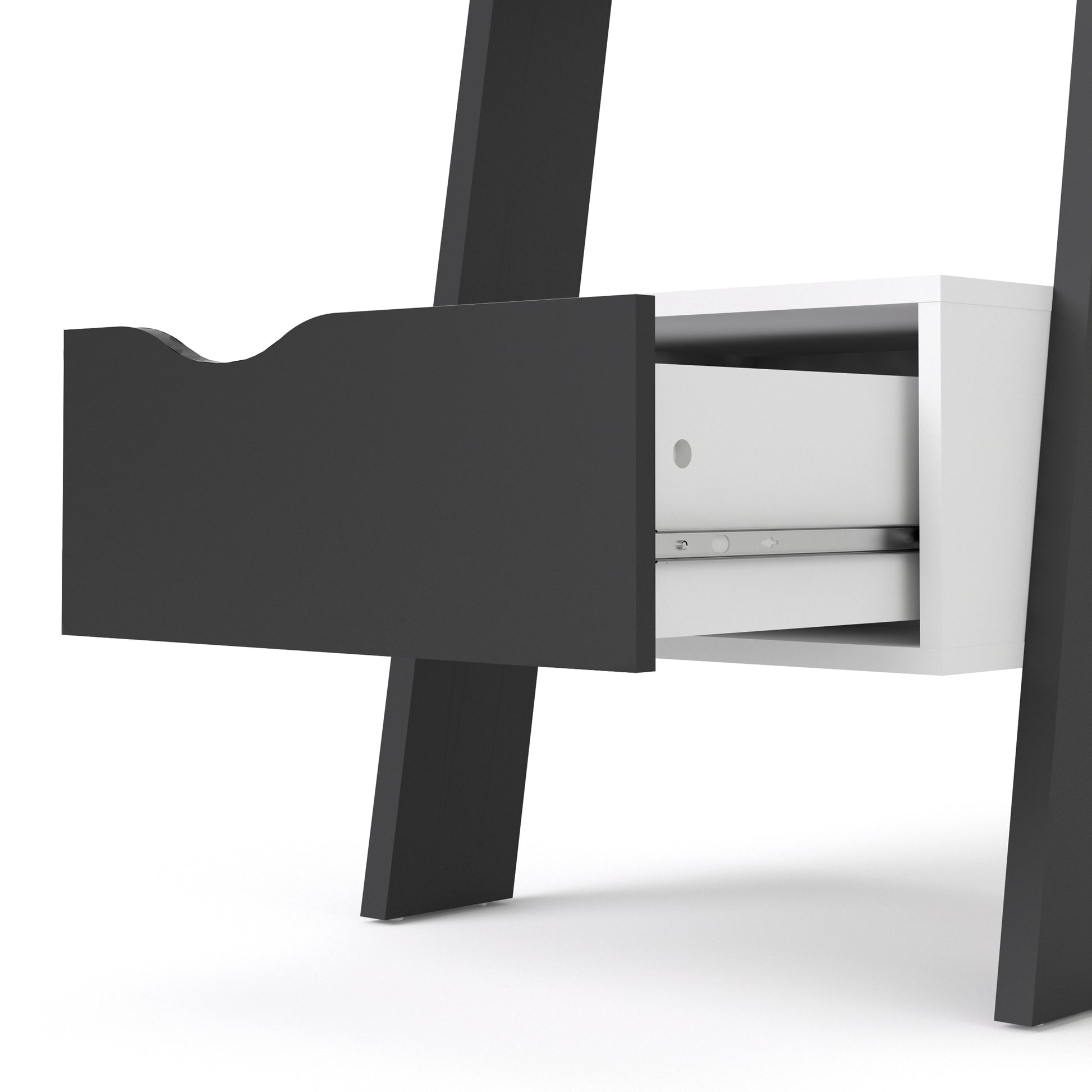 Oslo  Leaning Bookcase 1 Drawer in White and Black Matt