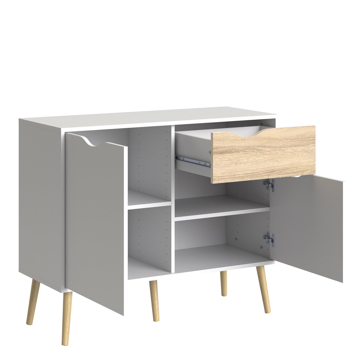 Oslo  Sideboard - Small - 1 Drawer 2 Doors in White and Oak