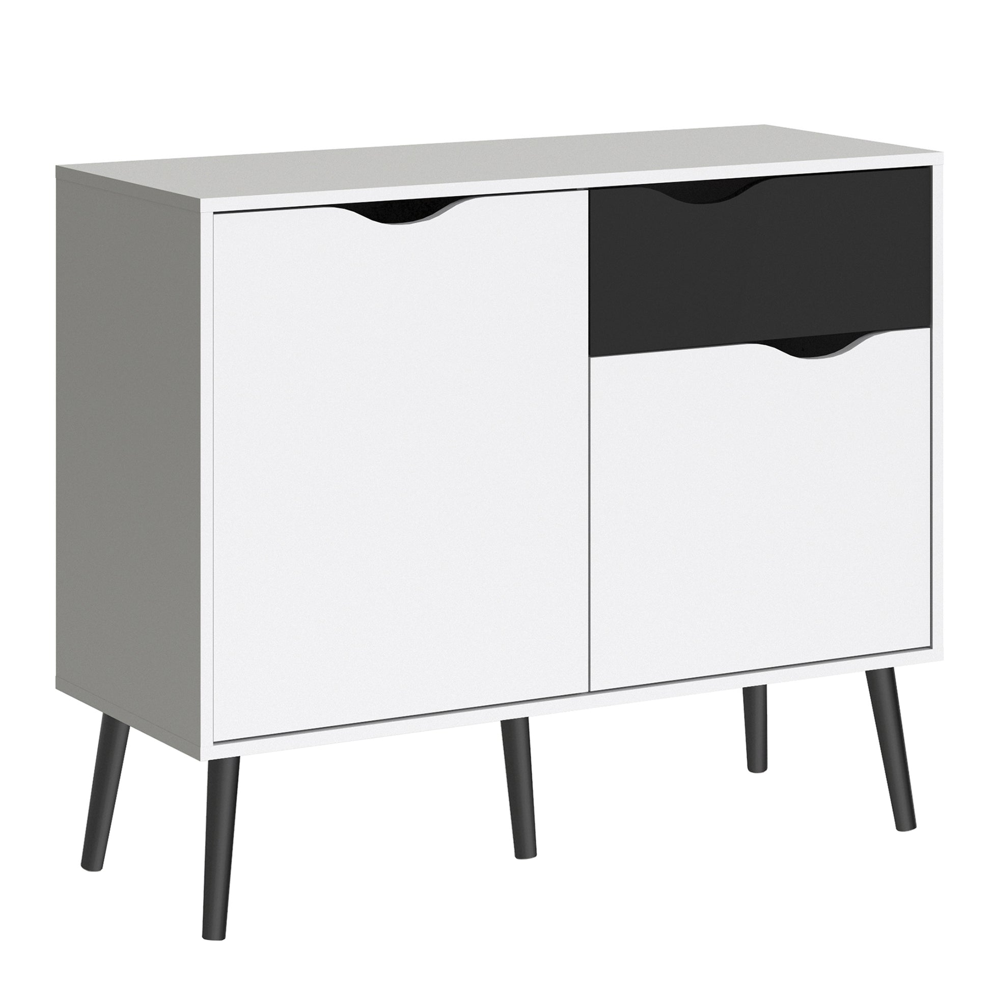 Oslo  Sideboard - Small - 1 Drawer 2 Doors in White and Black Matt