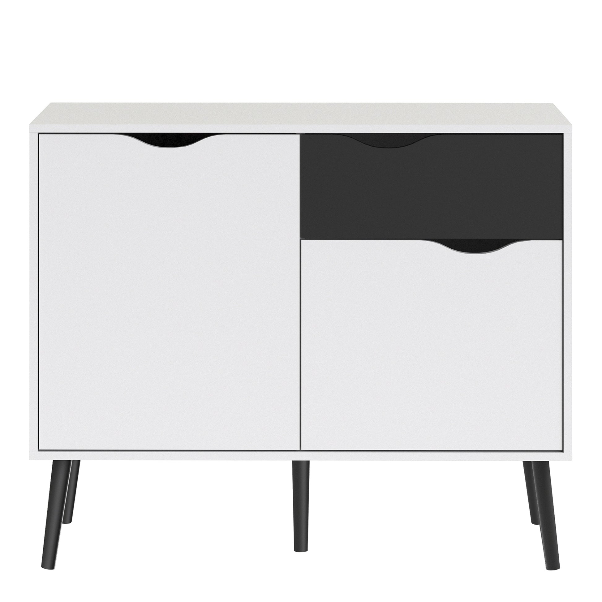 Oslo  Sideboard - Small - 1 Drawer 2 Doors in White and Black Matt