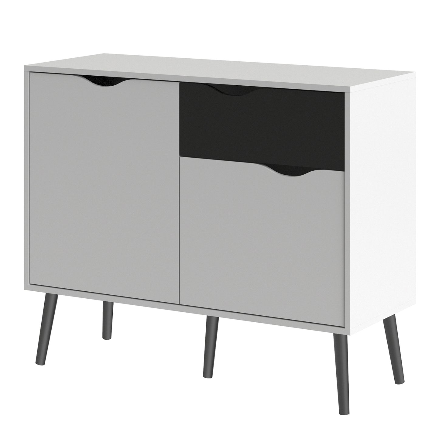 Oslo  Sideboard - Small - 1 Drawer 2 Doors in White and Black Matt