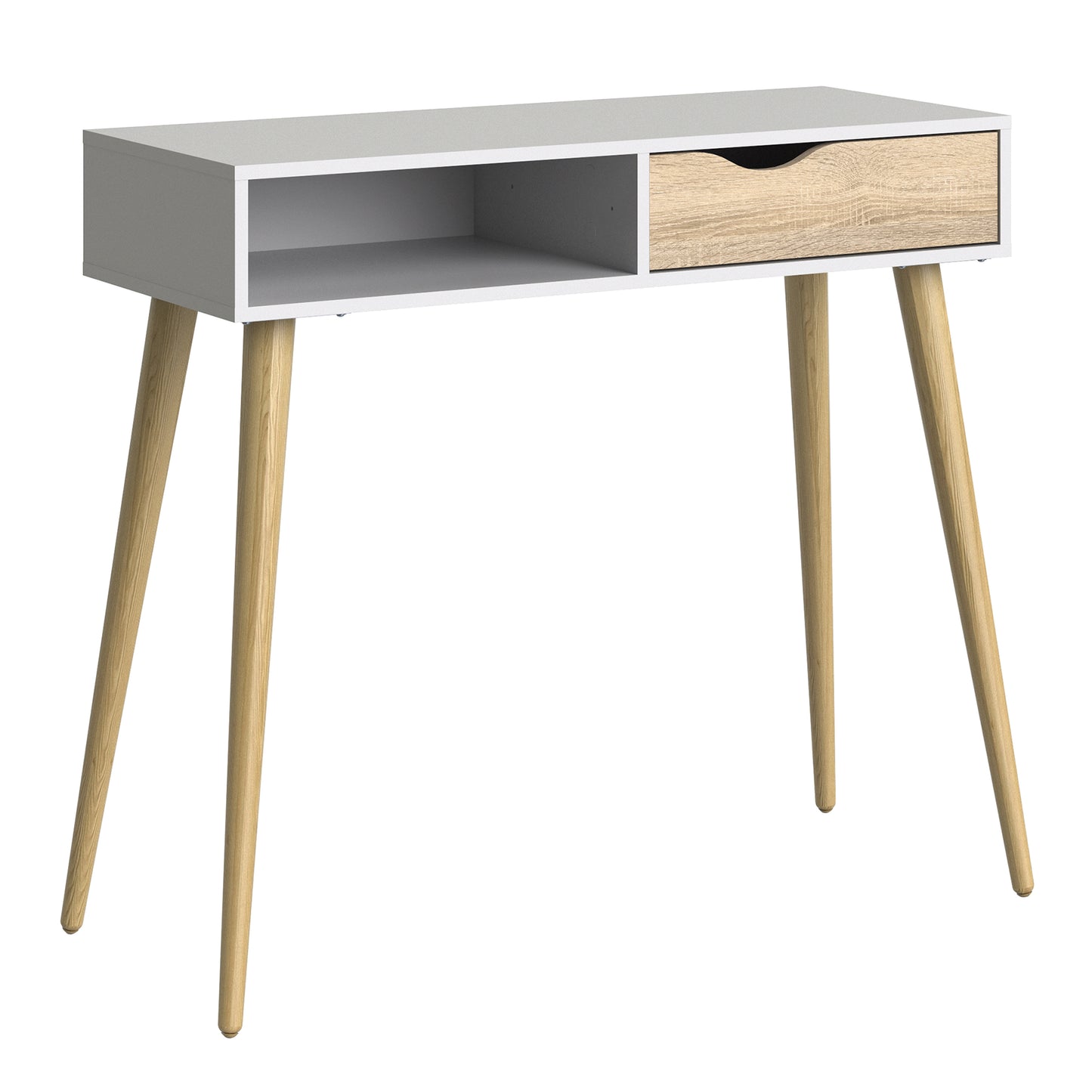 Oslo  Console Table 1 Drawer 1 Shelf in White and Oak