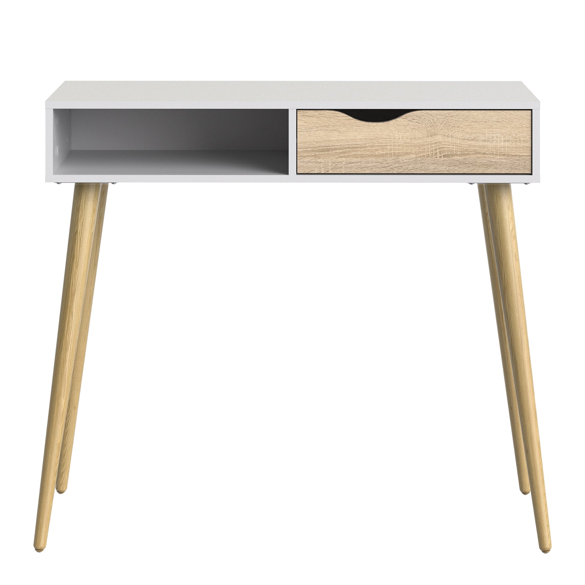 Oslo  Console Table 1 Drawer 1 Shelf in White and Oak