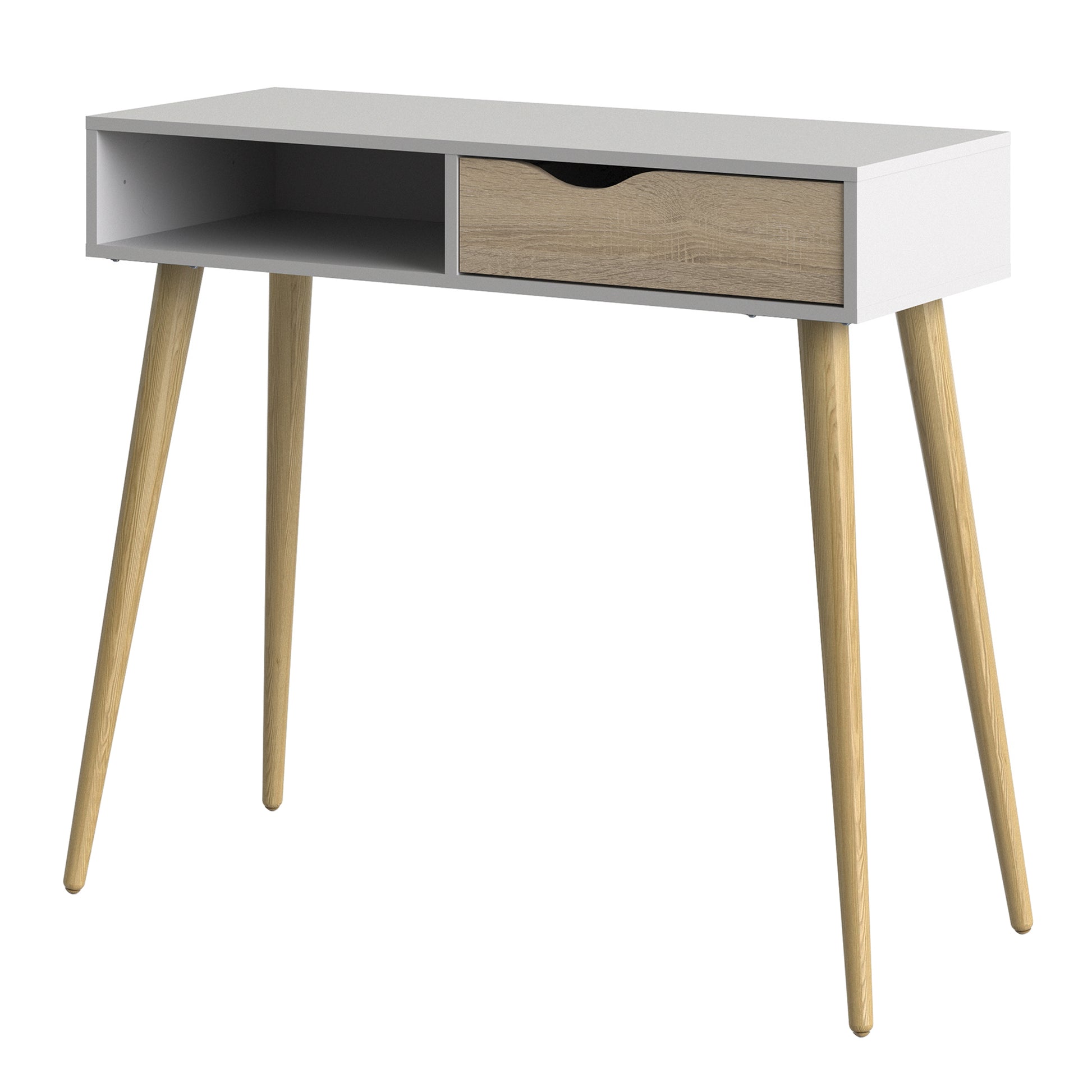Oslo  Console Table 1 Drawer 1 Shelf in White and Oak