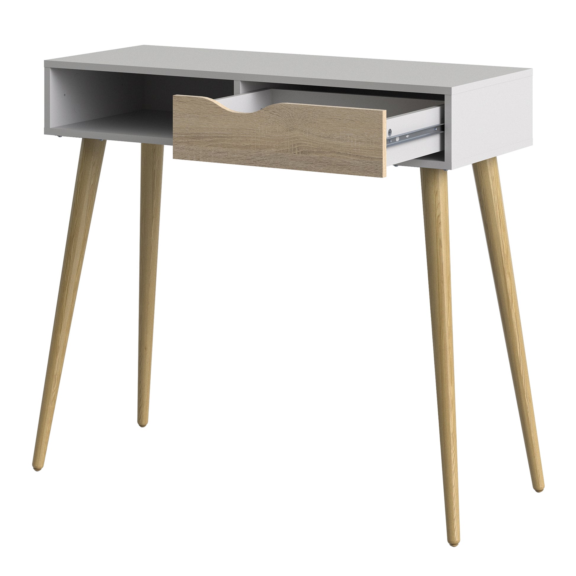 Oslo  Console Table 1 Drawer 1 Shelf in White and Oak