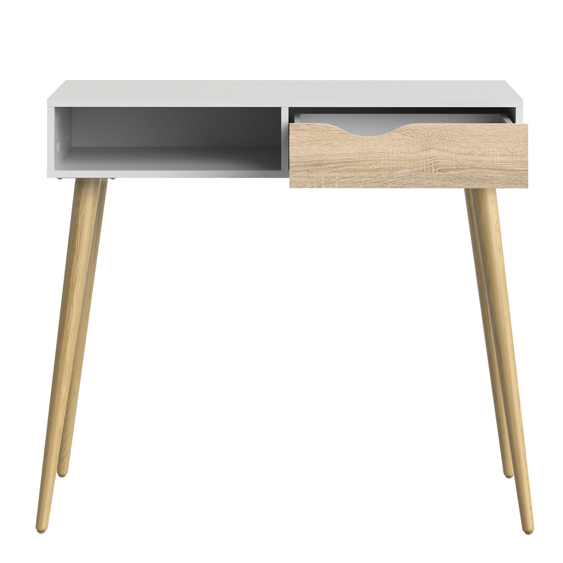 Oslo  Console Table 1 Drawer 1 Shelf in White and Oak