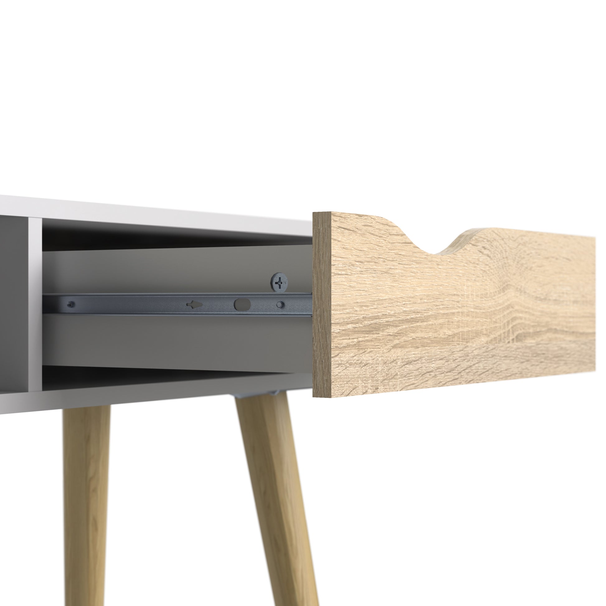 Oslo  Console Table 1 Drawer 1 Shelf in White and Oak