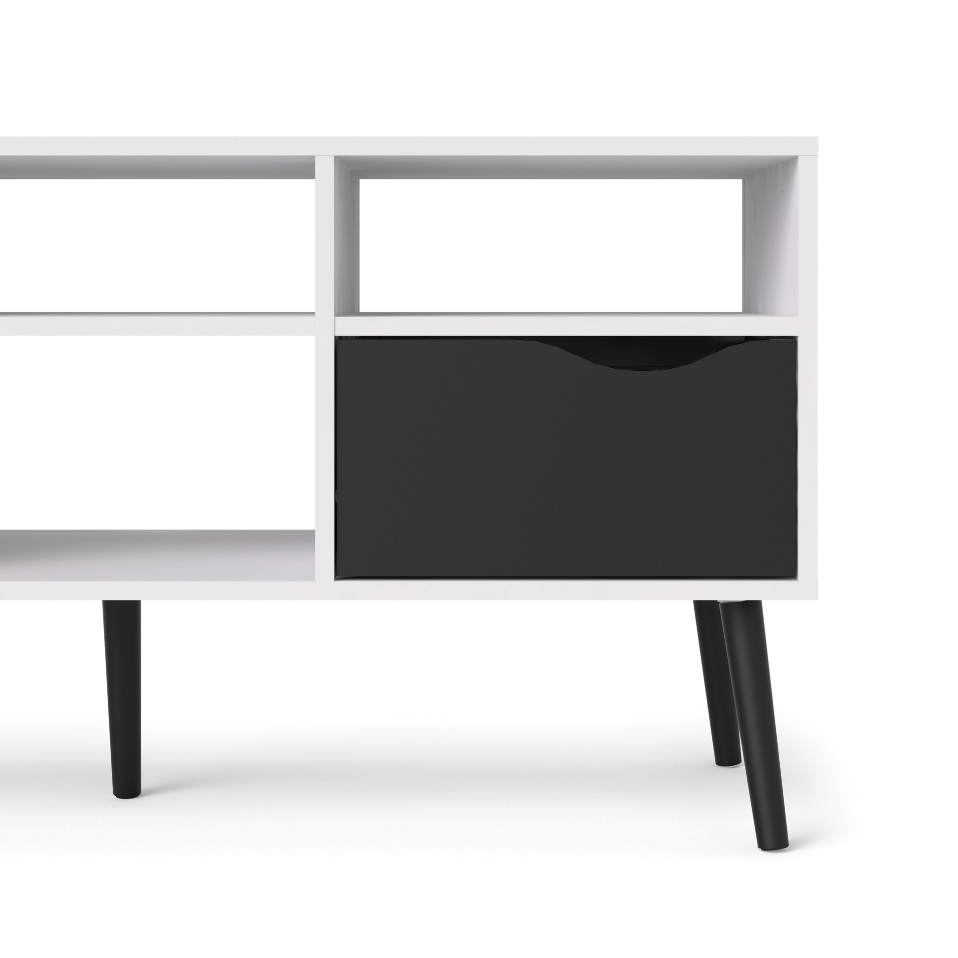 Oslo  TV Unit - Wide - 2 Drawers 4 Shelves in White and Black Matt