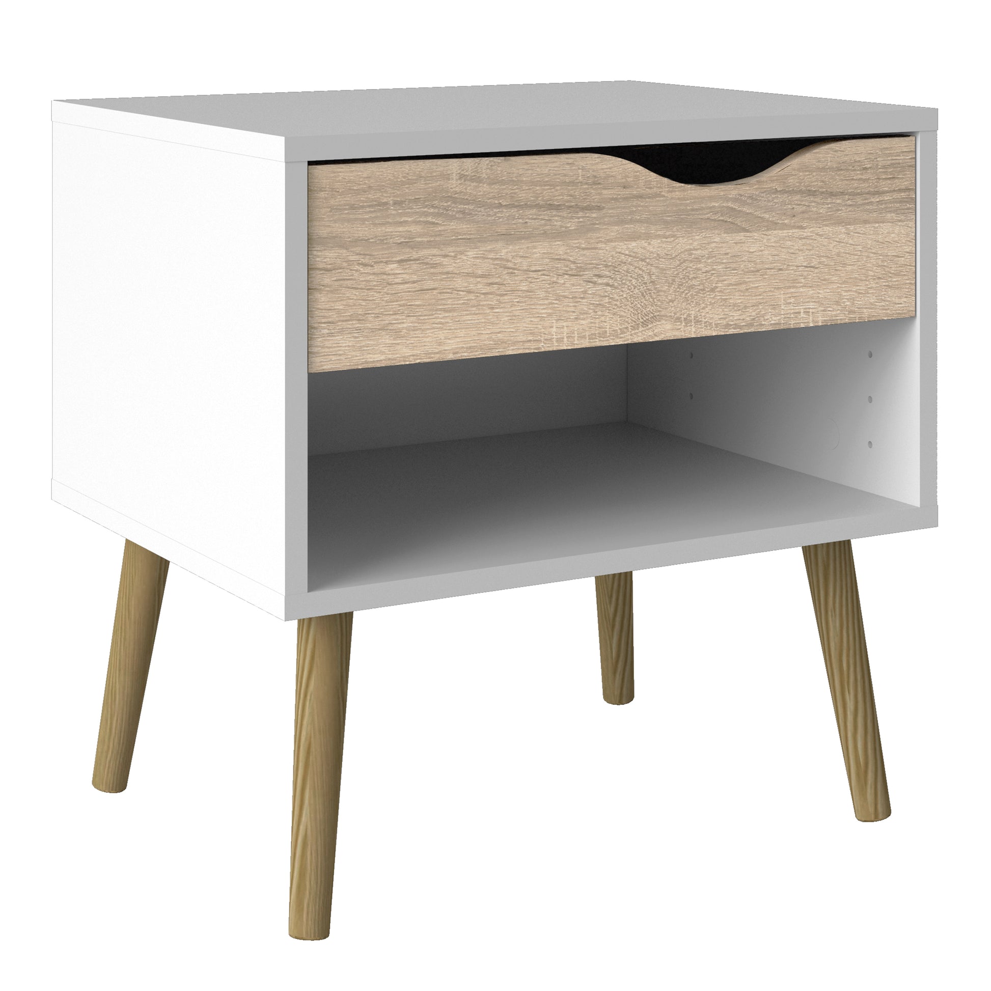 Oslo  Bedside 1 Drawer in White and Oak