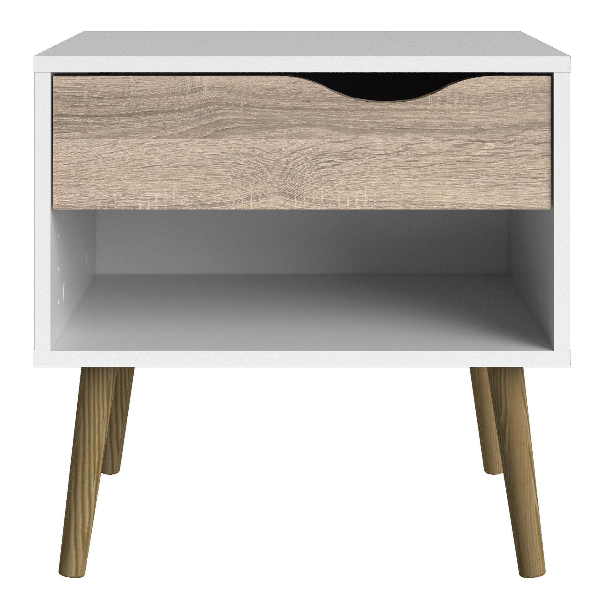 Oslo  Bedside 1 Drawer in White and Oak