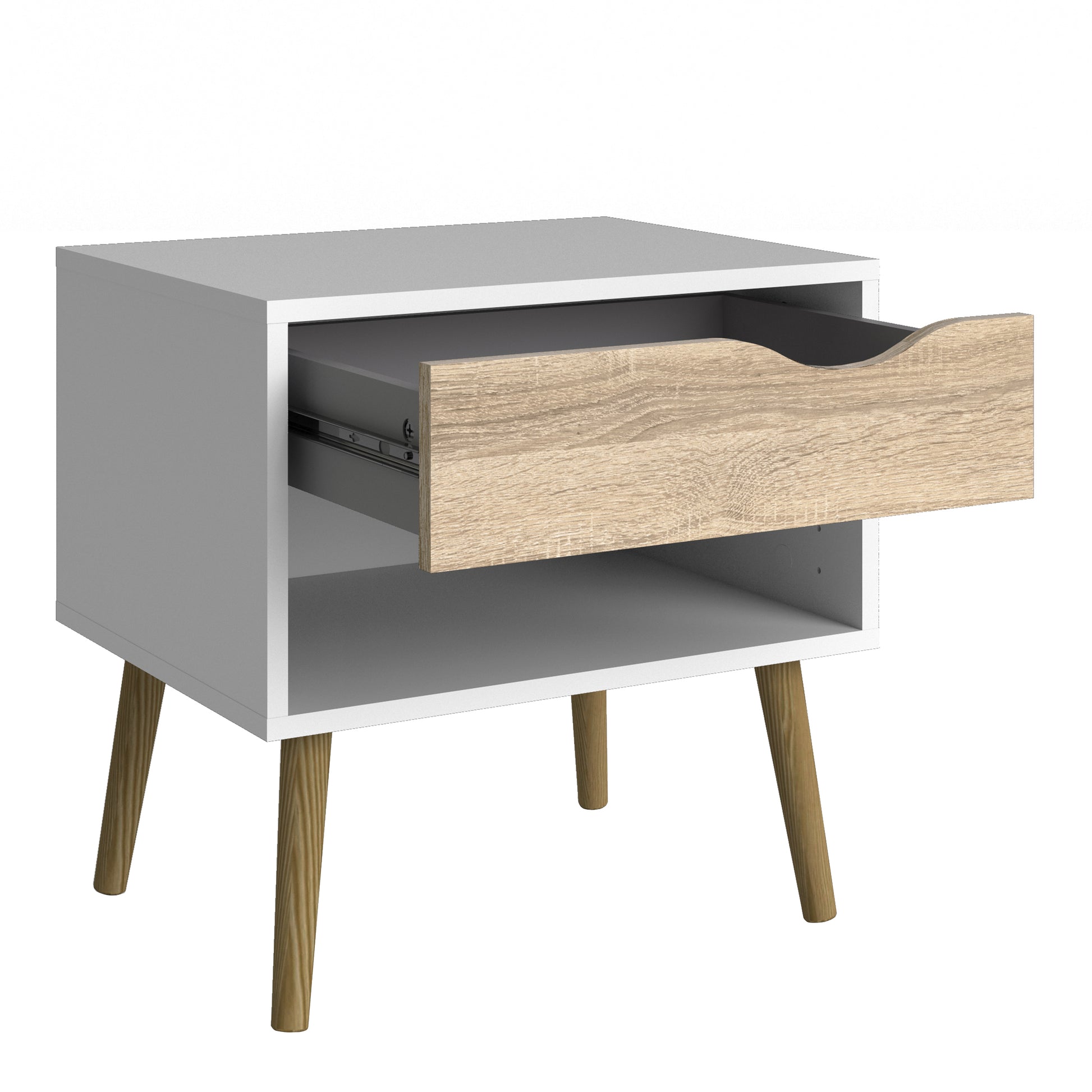 Oslo  Bedside 1 Drawer in White and Oak