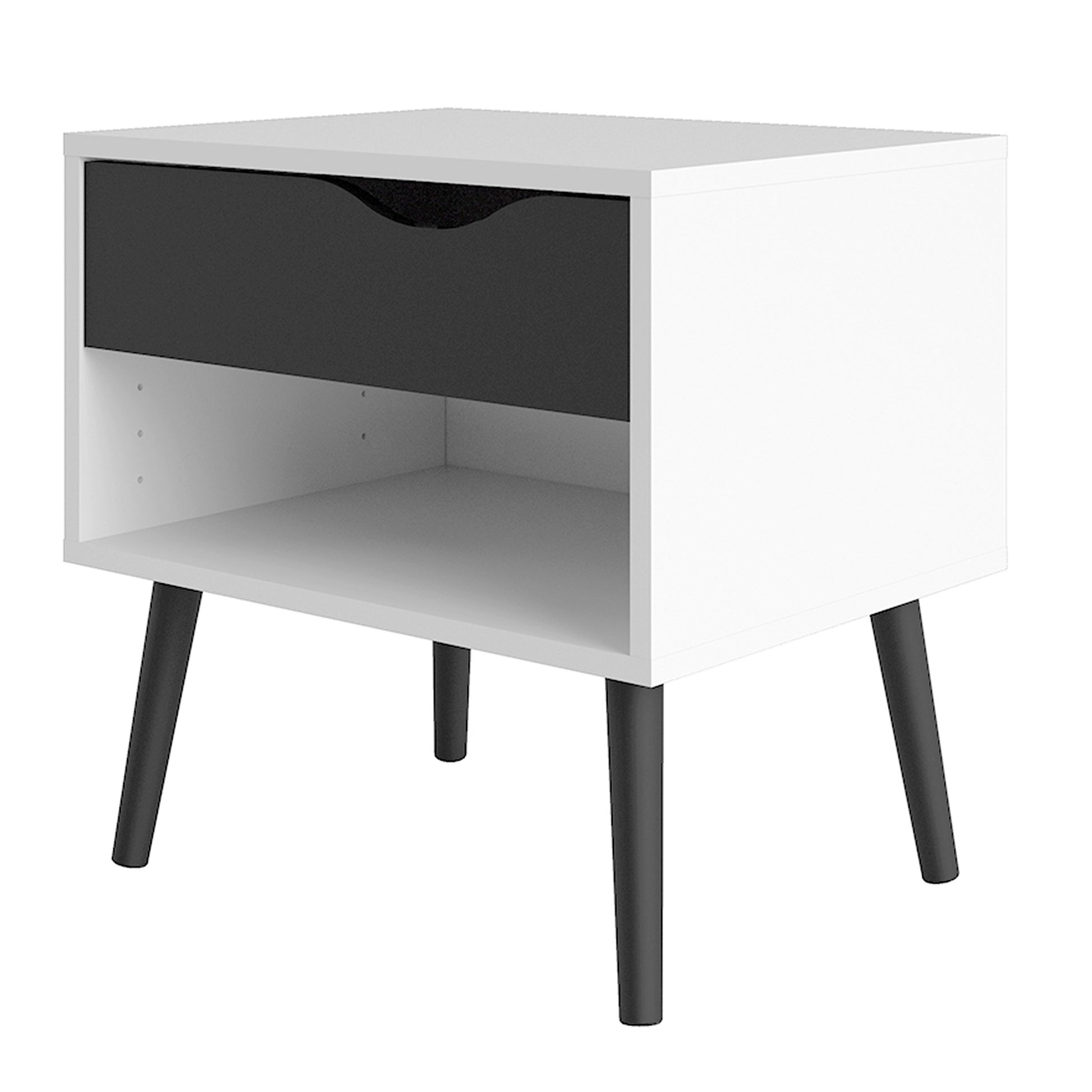 Oslo  Bedside 1 Drawer in White and Black Matt