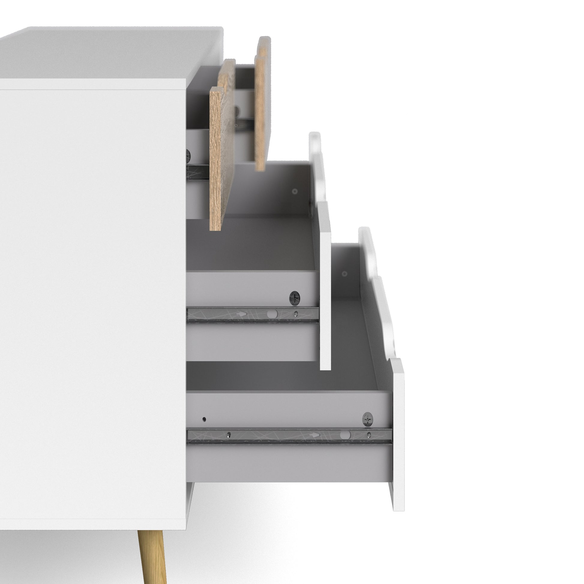 Oslo  Chest of 4 Drawers (2+2) in White and Oak