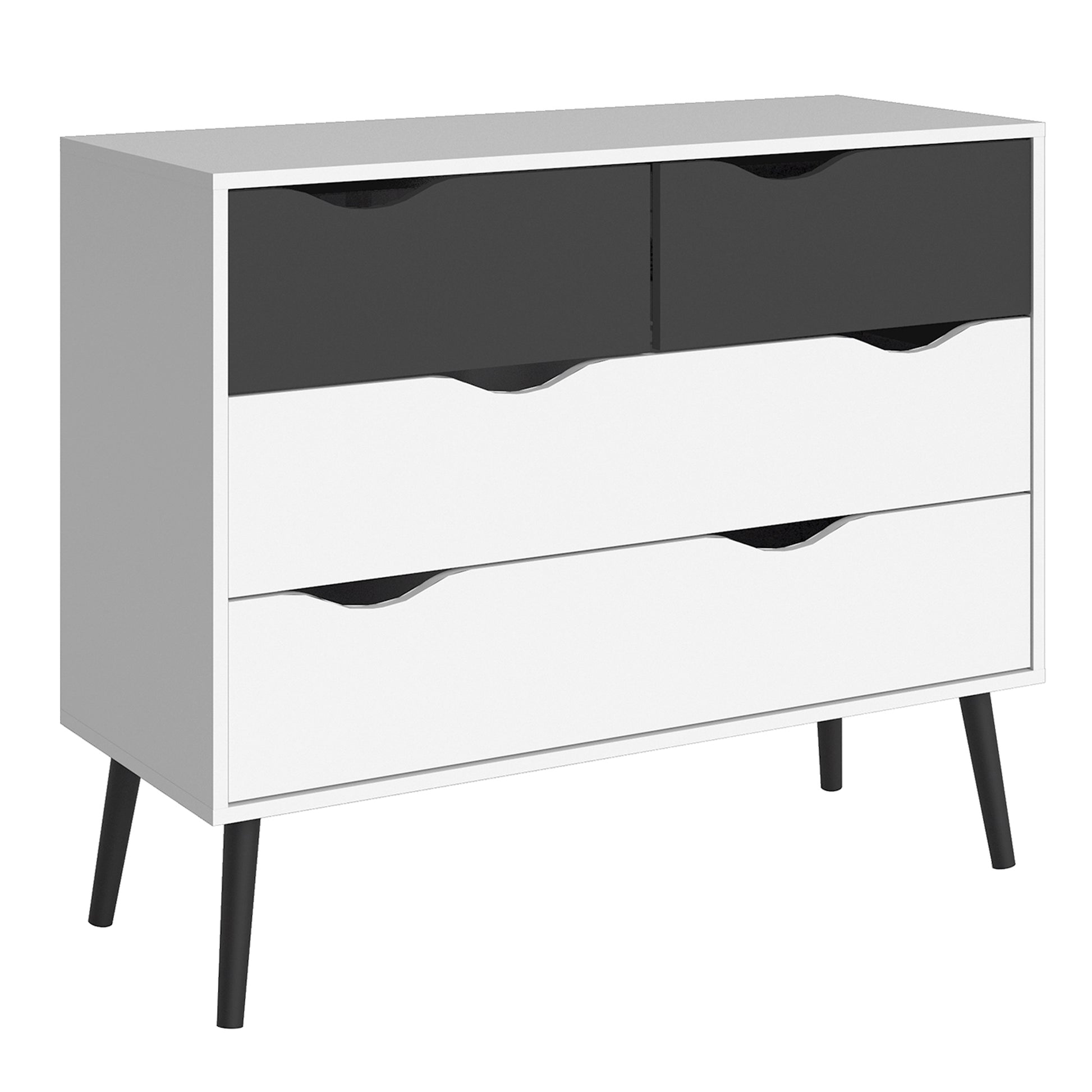 Oslo  Chest of 4 Drawers (2+2) in White and Black Matt