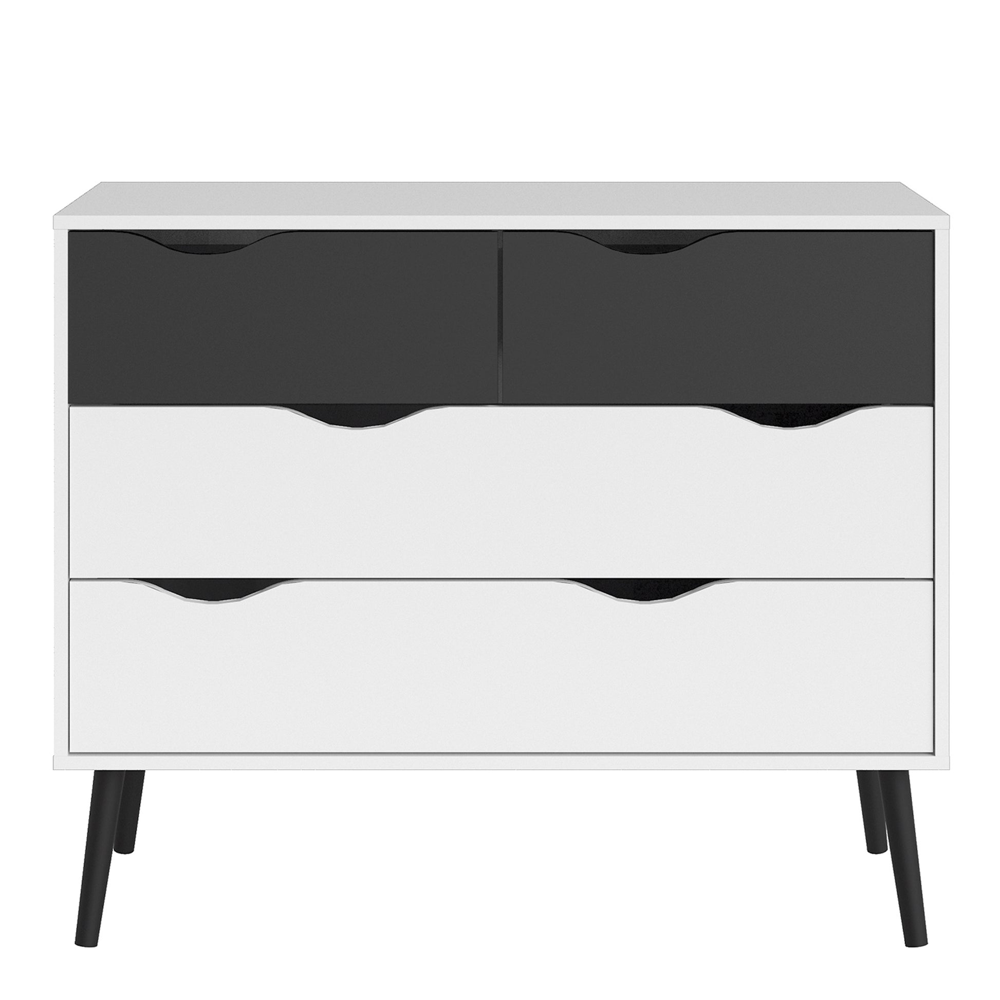 Oslo  Chest of 4 Drawers (2+2) in White and Black Matt