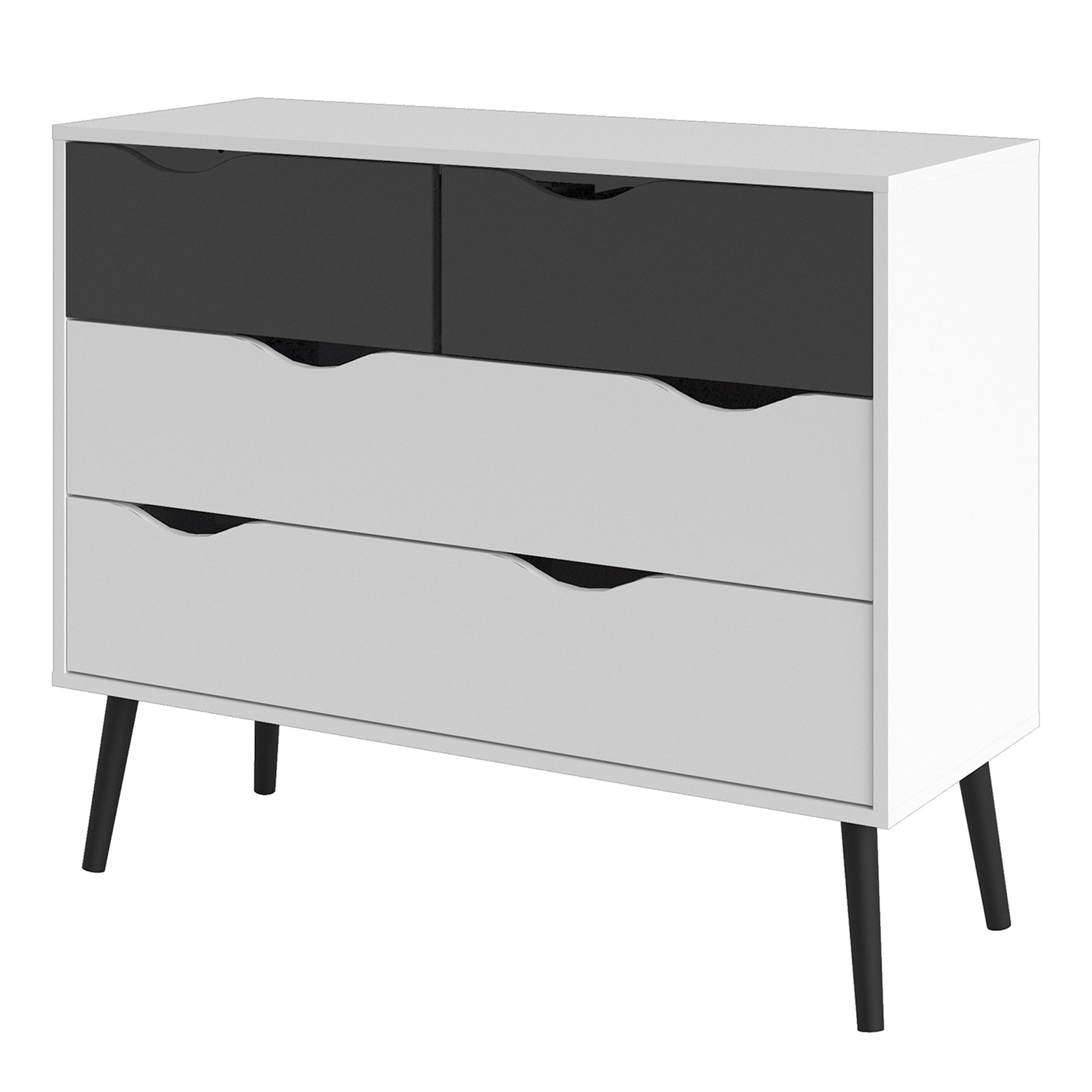 Oslo  Chest of 4 Drawers (2+2) in White and Black Matt