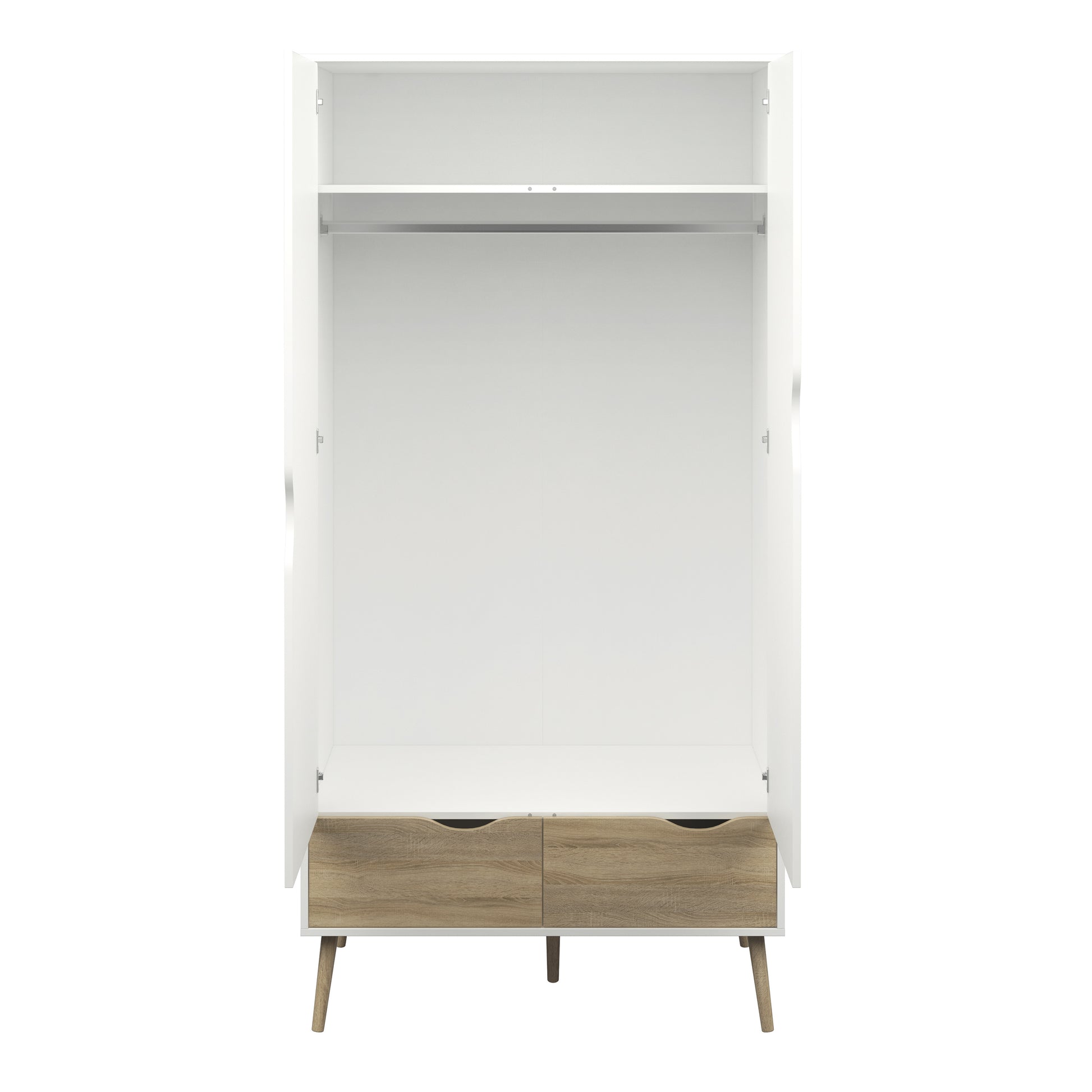 Oslo  Wardrobe 2 Doors 2 Drawers in White and Oak