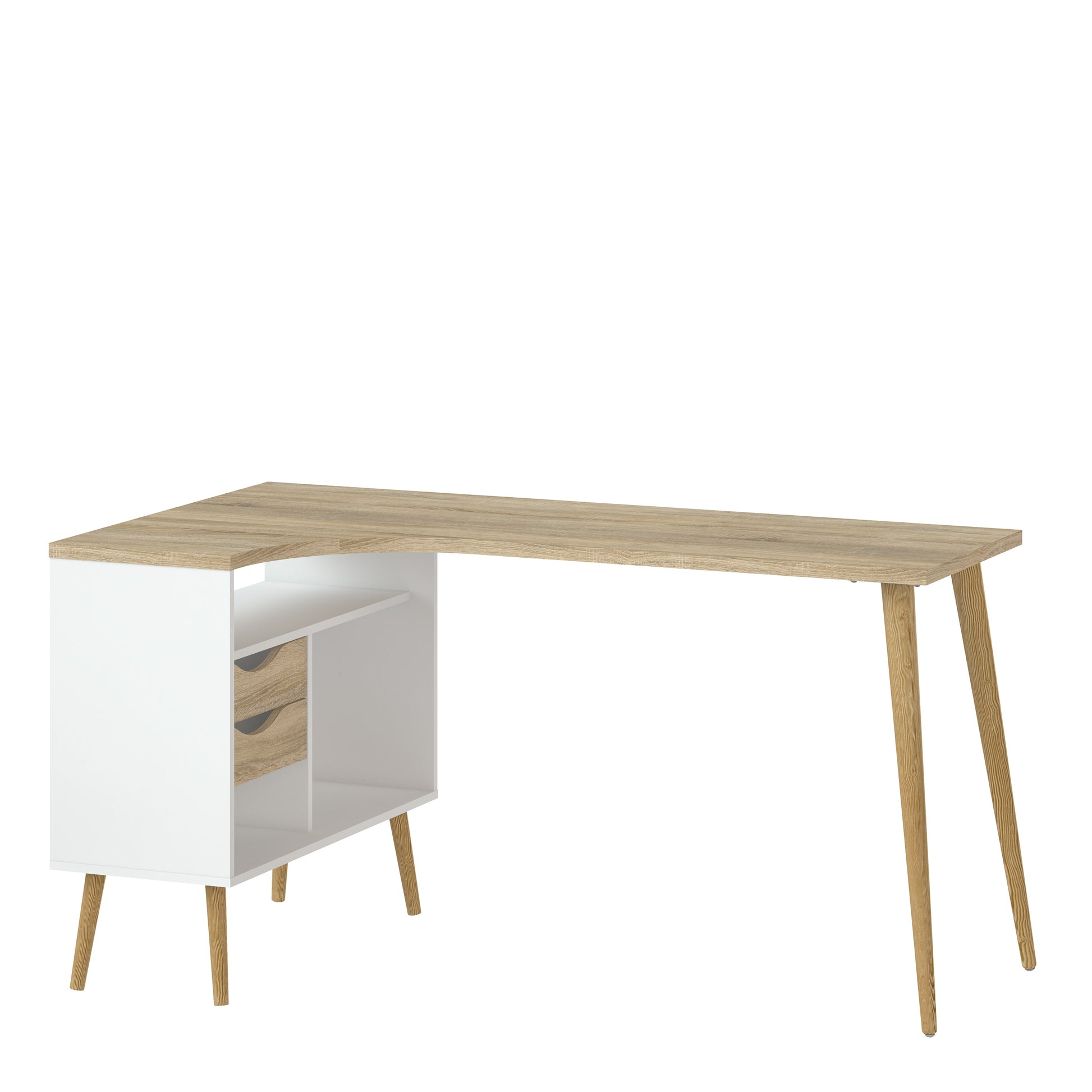 Oslo  Desk 2 Drawer in White and Oak