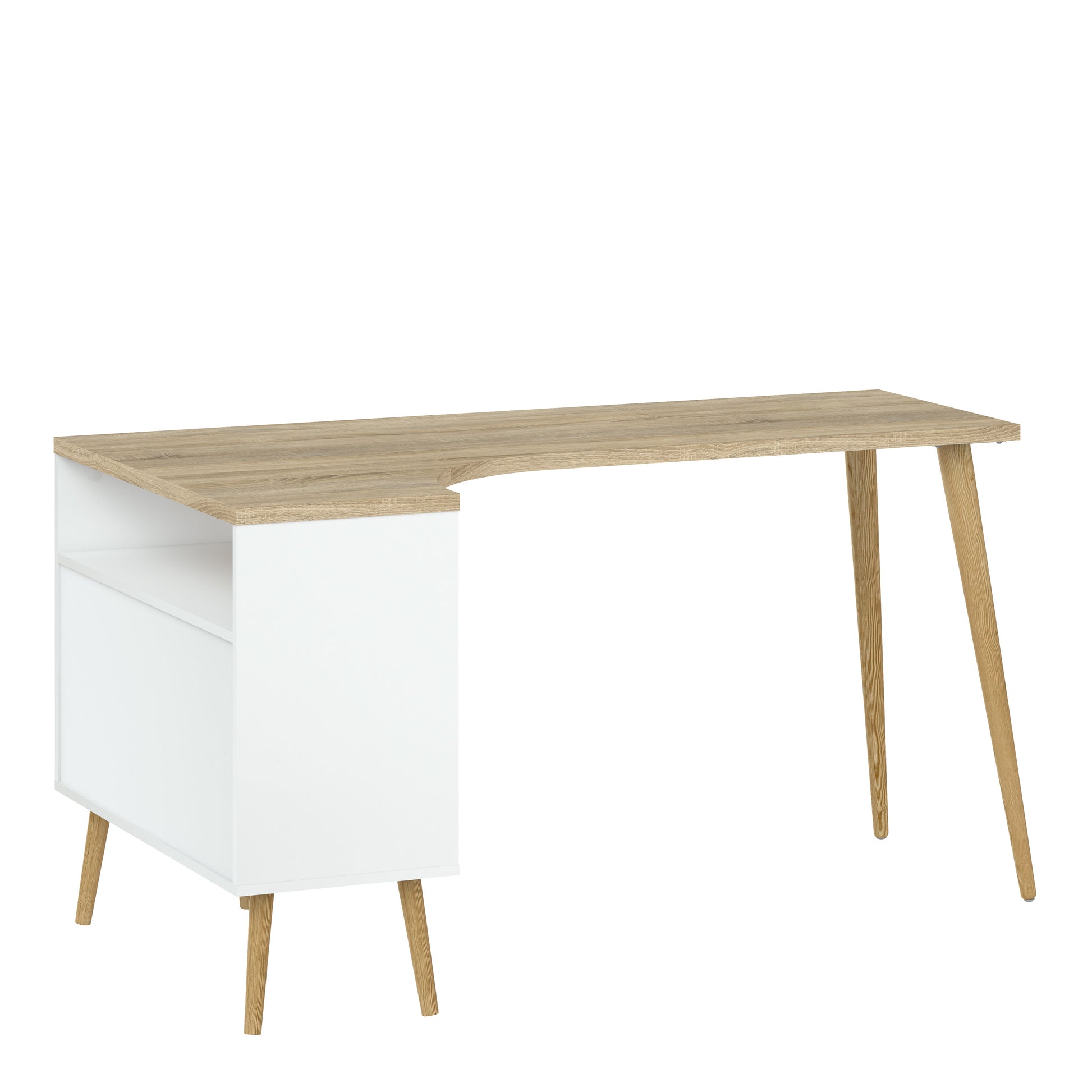 Oslo  Desk 2 Drawer in White and Oak