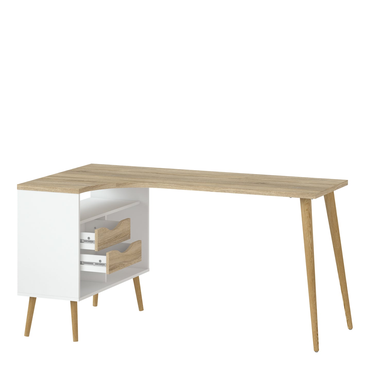 Oslo  Desk 2 Drawer in White and Oak