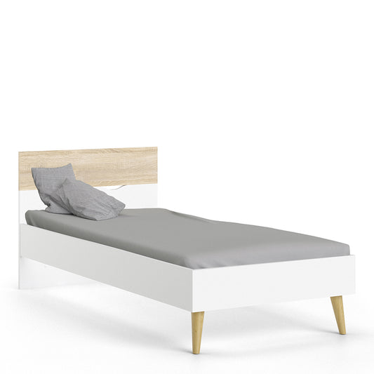 Oslo  Euro Single Bed (90 x 200) in White and Oak